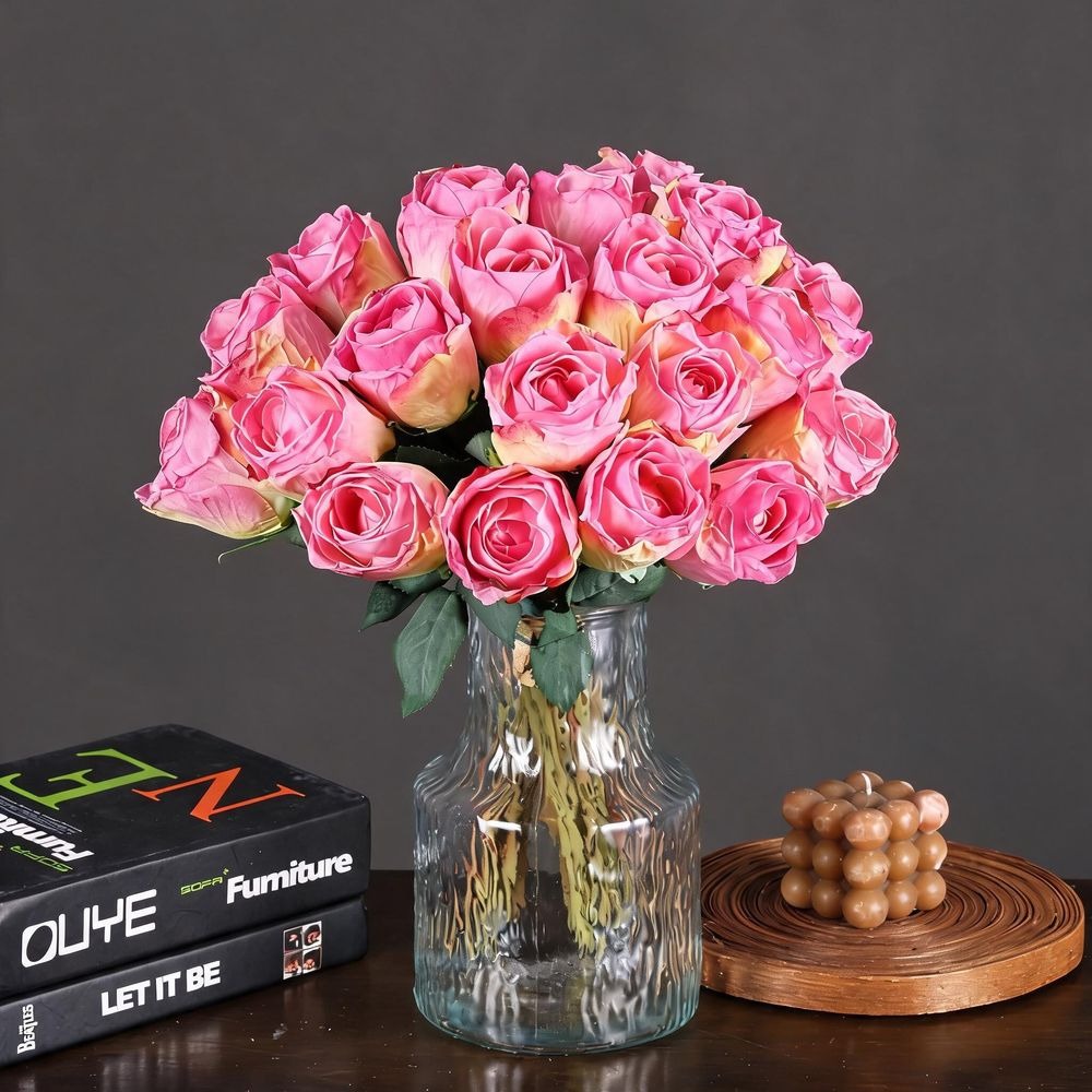 Artificial Silk Rose Bouquet in a vase