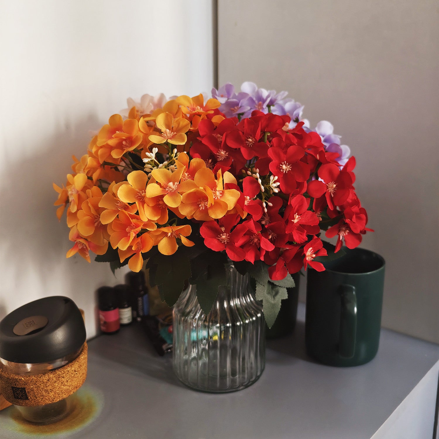 12" Artificial Crabapple Flower Bush